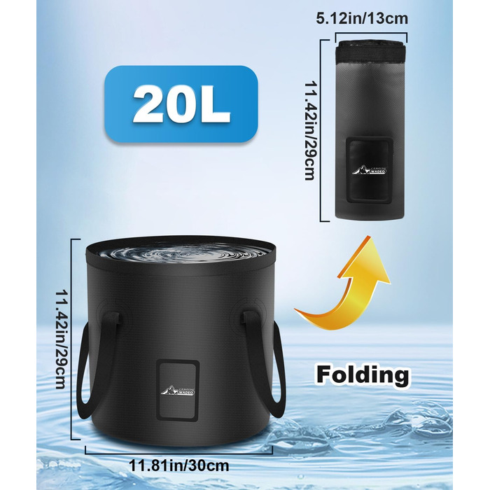 WADEO Portable Camping Shower with Battery, Pump, and Shower Bucket, Rechargeable Camping Shower, Mobile Shower Outdoor Showers with Shower Head, for Camping, Travel, Garden, Hiking, and Car Washing