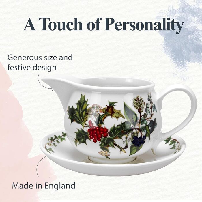 Керамічна соусниця з підставкою Portmeirion Home & Gifts, багатокольорова, 17x18x11 см