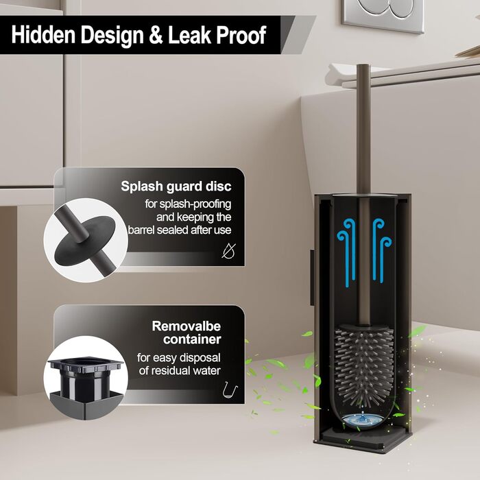 Настінна щітка для унітазу BVL з тримачем, без свердління, з силіконовими насадками (білий матовий)