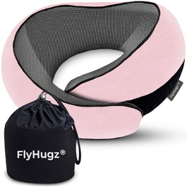 Подушка для шиї FlyHugz® з memory foam: комфорт у подорожах, для авто та дому. Рожева.