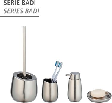 Набір для туалету WENKO Badi: тримач для щітки та очищувач обідка, кераміка, хром матовий