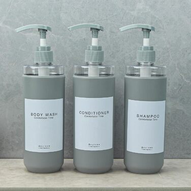 Набір дозаторів для душу Goyiseе, 3 шт, сірий (для мила та шампуню)