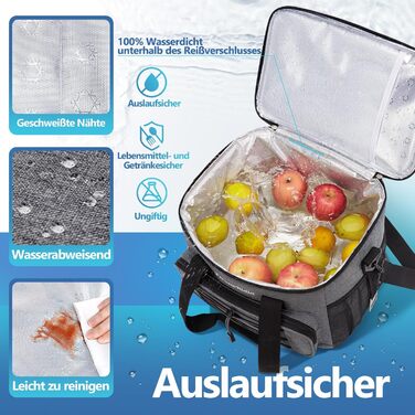 20L Large Collapsible Cooler Bag for On the Go, Insulated Bag Thermal Bag Cooler Bag for Food & Drinks, Portable Cooler Box for Camping Beach BBQ Grilling Picnic Hiking Shopping, Grey