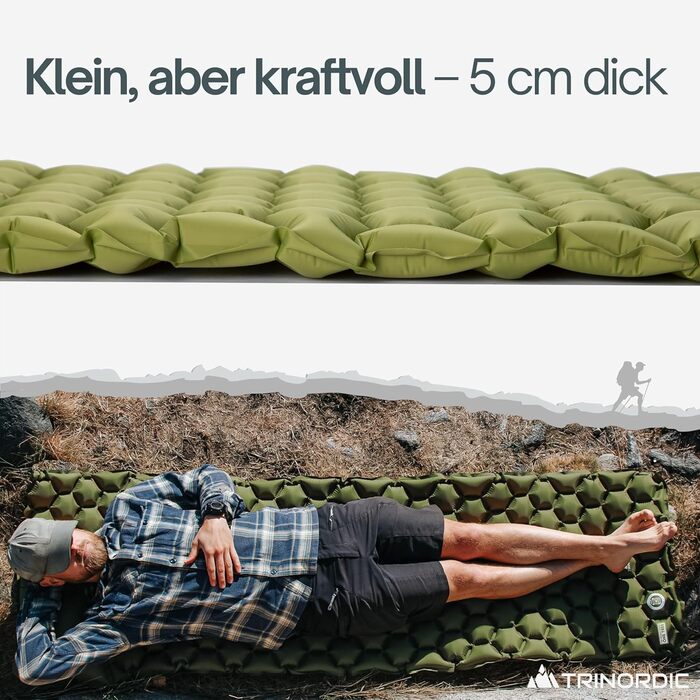 TRINORDIC Isomatte надувна Ultraleichte 550g – для туризму та bikepacking, компактна