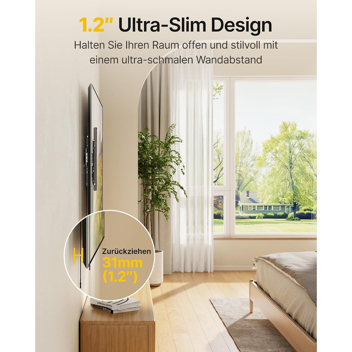 Настінний кронштейн для телевізора monTEK Ultra Slim (43–95 дюймів), нахильний, витримує до 68 кг, VESA до 800x400 мм