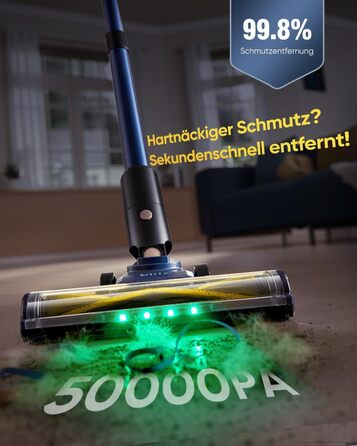 Бездротовий пилосос Vexilar V12 Akku: 50 хв роботи, 50 kPa, 450W, антизаплутування, легкий, безщітковий мотор, для твердих поверхонь, килимів, шерсті тварин, синій