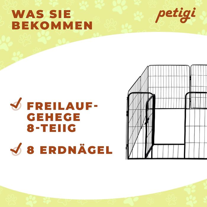 Вольєр для цуценят Petigi, розкладний, сталевий, з порошковим покриттям, розмір 80x60 см, сітка 47 мм