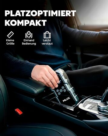 Пусковий пристрій (бустер) для авто Starthilfe 6000A 26800mAh з компресором 150 PSI, Powerbank для бензинових та дизельних двигунів, LED-ліхтарем