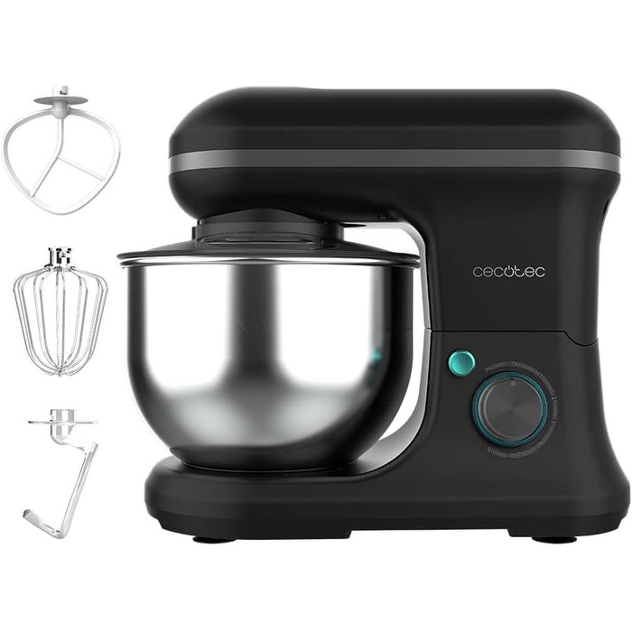 Кухонний комбайн Cecotec Cecomixer 250W, 3л, чаша з нержавіючої сталі, 5 функцій, 6 швидкостей (Чорний)