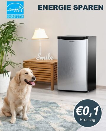 Холодильник Upstreman 91L з функцією швидкого охолодження, 5 температурних режимів (1-8℃), енергоефективний, 41 дБ, компактний та місткий, для студентського гуртожитку/офісу, BR321 (срібний)