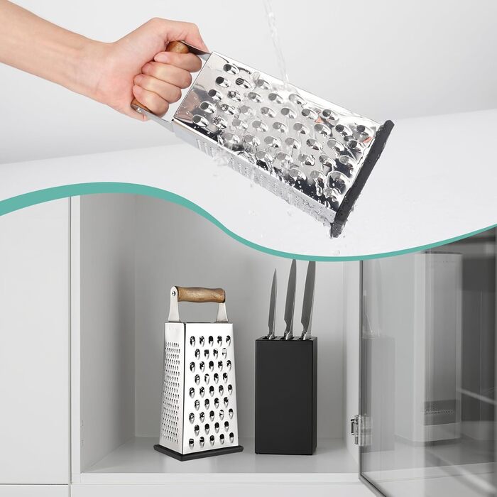 Тёрка для овощей из нержавеющей стали с деревянной ручкой, 4-сторонняя квадратная тёрка для кухни