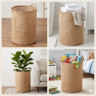 Кошик для прання JUTA 79л круглий, коричневий, з ручками 38x55