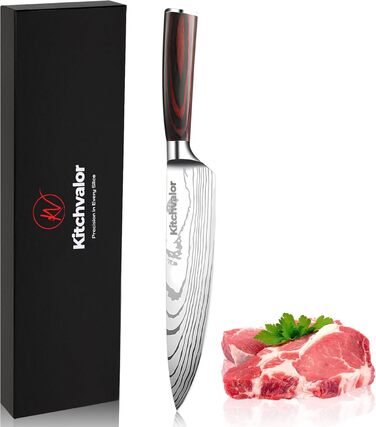Ніж кухарський Kitchvalor 6 дюймів (15 см) з високоякісної сталі, кухонний ніж для нарізання та шинкування, ергономічна ручка, подарункова коробка (Santo Knife)