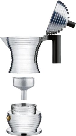 Еспресо-машина Alessi Pulcina, 6 чашок, алюміній, чорний, 8.3 x 10.5 x 35 см