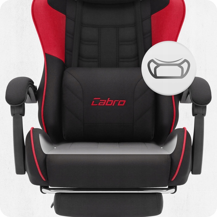 Ігрове крісло Cabro C501, тканинне, чорно-червоне