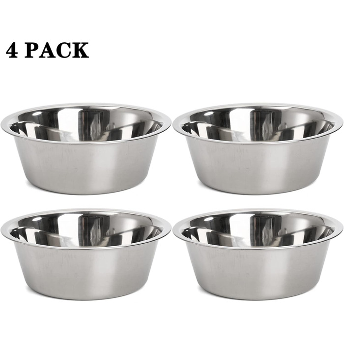 Набори мисок для собак та котів DEAYOU (4 шт.), нержавіюча сталь, 21 см, 1.3 л