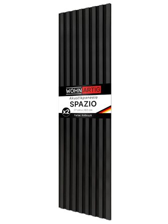 Акустичні настінні панелі SPAZIO Anthrazit 693, 260x54 см (набір 2 шт. 260x27 см), оббивка на фетрі для звукоізоляції