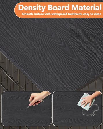 Насадка для собачого вольєра Piskyet, дерев'яна робоча поверхня, чорна, сумісна з вольєрами 76,2 см, 121,9 см, 107,7 см, 91,4 см, 61 см