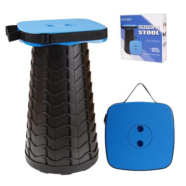 Складний стілець-телескоп для кемпінгу, риболовлі та відпочинку на природі (220 кг, блакитний)