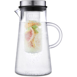 Glass Giraffe with Lid - 2 Liters - Water Carafe with Fruit Infuser - Dishwasher Safe, Transparent