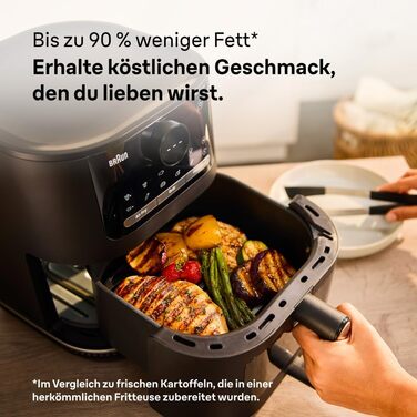 Фритюрниця електрична Braun MultiFry 5 HF5030 6л з технологією RealAir, чорна - аерофритюрниця з сенсорним керуванням та 20 програмами