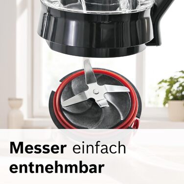 Блендер Bosch VitaPower Serie 4 MMB6172S, 1200 Вт, 1,5 л, скляна чаша, нержавіючі леза, 30 000 об/хв, сріблястий, частини для посудомийки