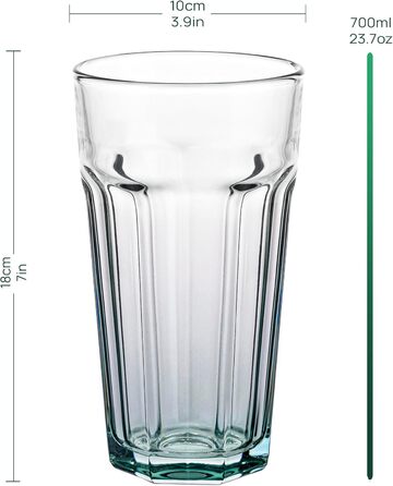 Cocktail Glasses, Large Drinking Glasses, Cuba Libre Glasses | 700 ml | Set of 6 | Cocktail Highball Water Glasses Set XXL Tumblers Retro Design | GIGI Collection | WATERCOLOR OMBRE - Hand Wash