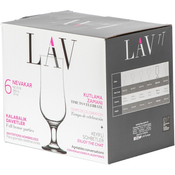 Пивні келихи LAV Nevakar Craft Beer 385 мл - Набір 12 шт.