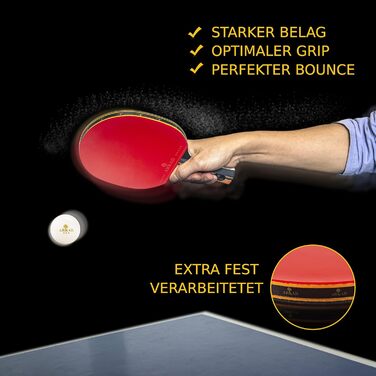 ARKAD Premium Table Tennis Set - Complete Table Tennis Racket Set with High-Quality Balls & Case - 2 Racket Performance Set