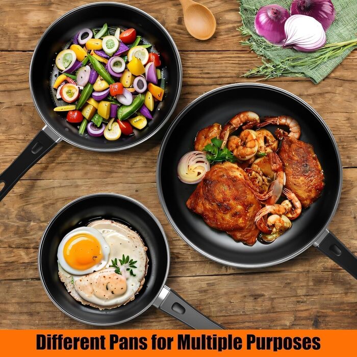 Набір сковорідок Pfannenset: 20см, 25см, 30см. 3 шт. Антипригарне покриття, для всіх плит, включно з індукцією. Без PFAS