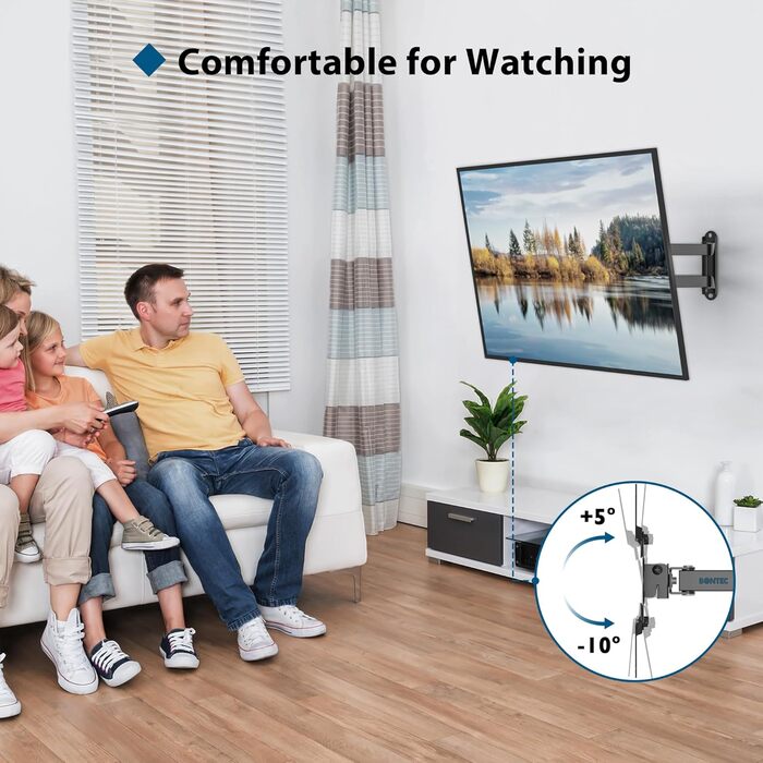 Кріплення для телевізора BONTEC: настінний тримач для LED, LCD, OLED телевізорів 13-42 дюймів, регульований, поворотний на 360°, до 20 кг, VESA 200x200 мм
