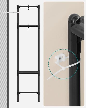 SONGMICS Robuster стійка для одягу, 165 см, чорна, з полицями та штангами, загальне навантаження 109,8 кг, для гардеробу, спальні