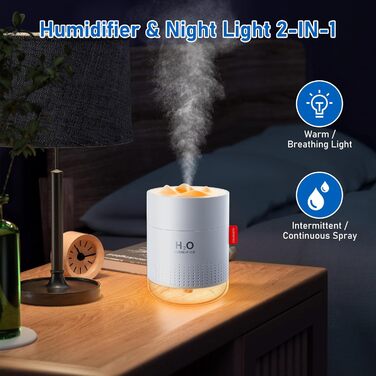 Ультразвуковий зволожувач повітря Vintoney 500 мл USB для спальні, дитячої кімнати, рослин, офісу, дому та йоги, тихий, портативний, з 2 фільтрами
