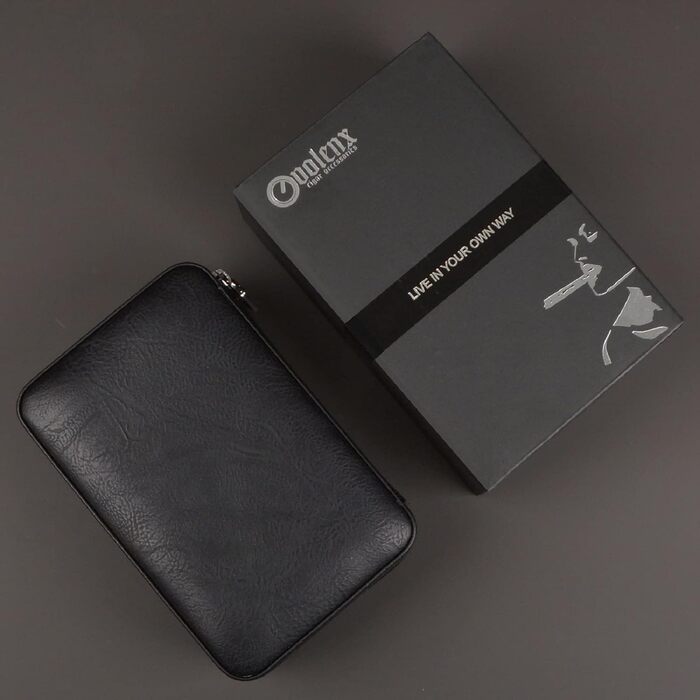 Чохол для сигар з шкіри, вологомір та запальничка 3-в-1, портативний, на 6 сигар, плоский різак, аксесуари, подарунок (чорний)