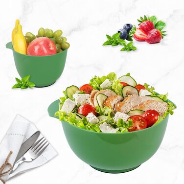 Набір мисок для змішування BoxedHome (4 шт.) - зелений, з нержавіючої сталі, з антиковзним покриттям, для салатів та сервірування