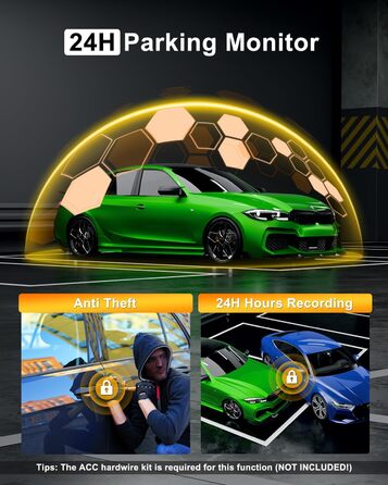 Автомобільний відеореєстратор 4K з 2.99'' екраном, 5G WiFi, SD-картою 64ГБ, нічною зйомкою WDR, кутом 170°, G-сенсором та режимом паркування