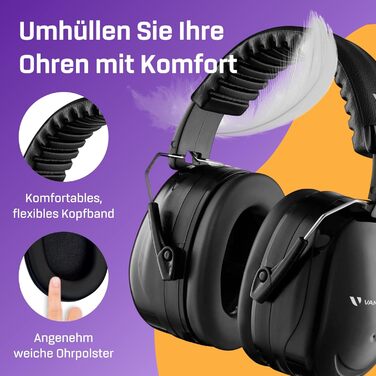 Наушники-затички Vanderfields Premium для захисту від шуму - широколикова звукоізоляція 36,1 dB при 2 K Hz - для дорослих та підлітків - подвійний рожевий (чорний, 2 шт.)