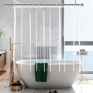 Шторка для душу YISURE прозора, коротка 180x150 см, водонепроникна з магнітами, 180x150 см