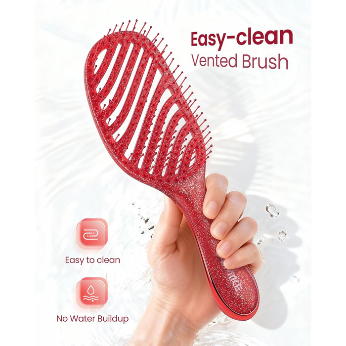 Щітка для волосся AIMIKE без пошкоджень, розпушувач з м'якими щетинками, безболісна розпушувальна щітка для жорстких вузлів, особливо ніжна до тонкого волосся, ідеальна для догляду за шкірою голови та масажу. LuxeSilk кишенькова щітка (блискуча рубінова щ