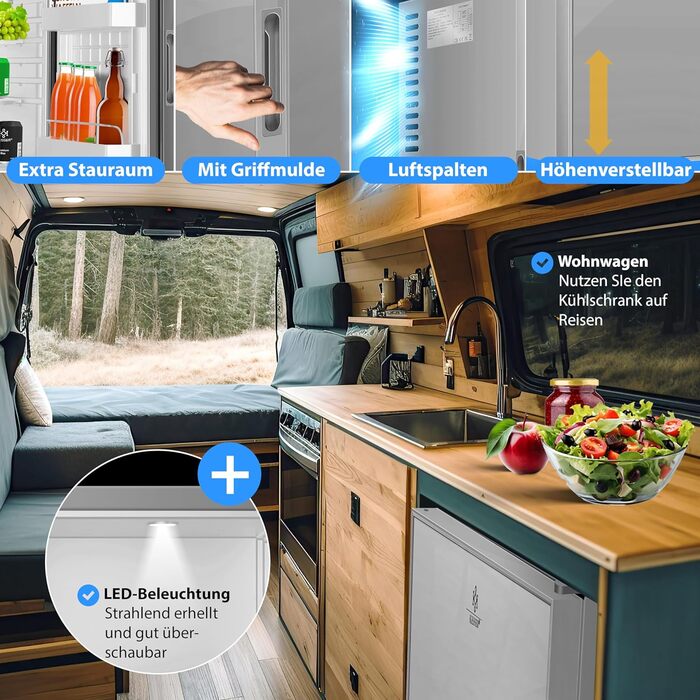 Міні-холодильник KESSER® Minibar 40L з підсвічуванням та відкривачем для пляшок, ідеальний для дому, офісу, кемпінгу та готелю