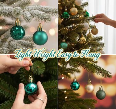 Набір прикрас для ялинки Agoer 100 шт. - кульки для ялинки з блискітками, пластикові, блакитні. Набір ялинкових прикрас для святкування Різдва та Нового року (зелені, золоті, білі, 3-4 см)
