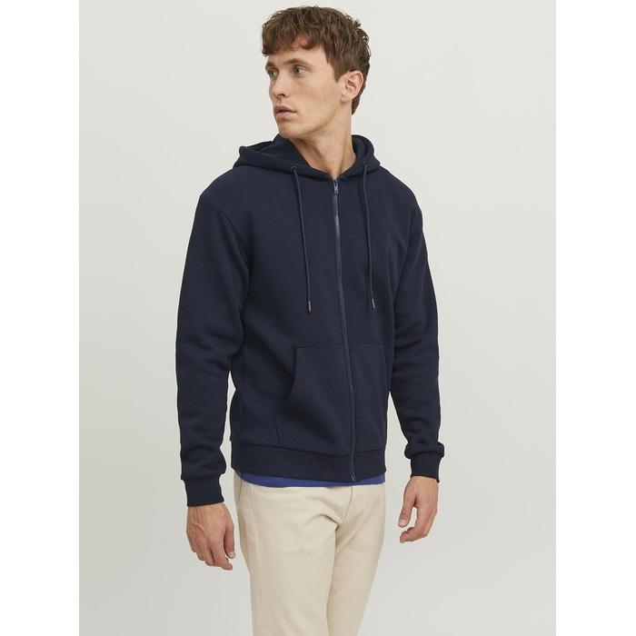 Чоловіча однотонна куртка-худі Jack & Jones темно-синього кольору (Navy Blazer)
