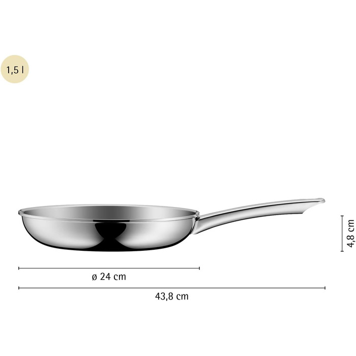 Сковорода WMF Profi Resist 24 см індукційна, для всіх типів плит, антипригарна, нержавіюча сталь, багатошарова, жаростійка