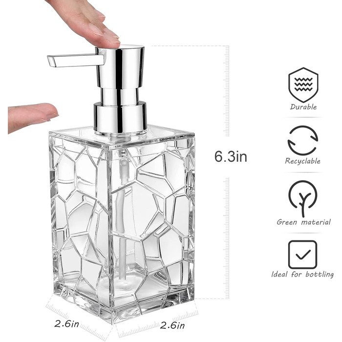 Набір диспенсерів для мила та рідин 2 шт, 320 мл, акрил, для кухні та ванної кімнати, безбарвні