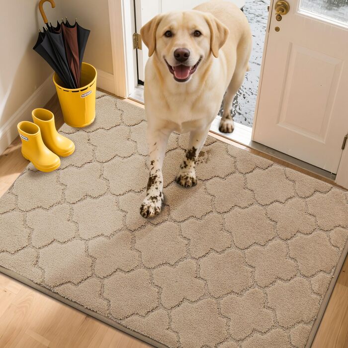 Килимок для входу COSY HOMEER 50x80 см, бежевий, вологозахисний, антиковзкий, машинне прання, для дому, кухні, коридору