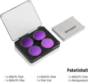 Набір фільтрів ND NEEWER для DJI Osmo Action 4/5 PRO: ND8, ND16, ND32, CPL (4 шт.)