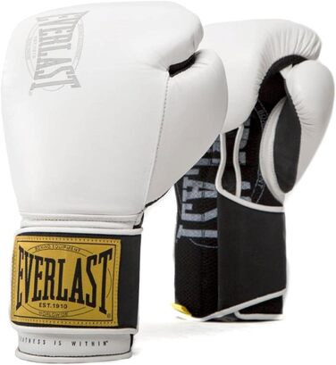 Боксерські рукавички Everlast 1910 Classic з натуральної шкіри, для тренувань з мішком та лапами, на липучці, потрійна амортизація, ергономічне зчеплення – Оригінальні Everlast