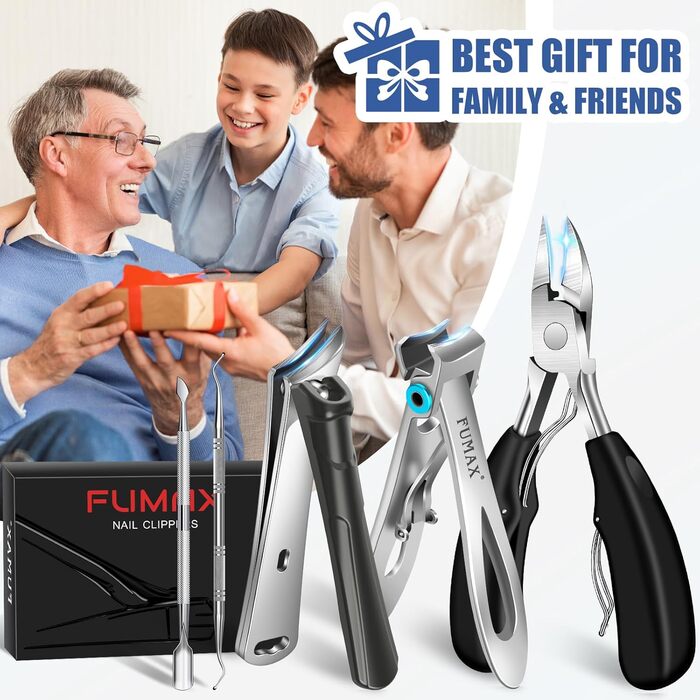 Ножиці для обрізання нігтів на ногах для літніх людей та чоловіків з широким отвором, довга ручка, гострі леза. Набір для педикюру