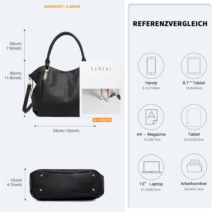 Сумка жіноча Miss Lulu велика шопер-торба Tote Bag з м'якої PU шкіри, чорна