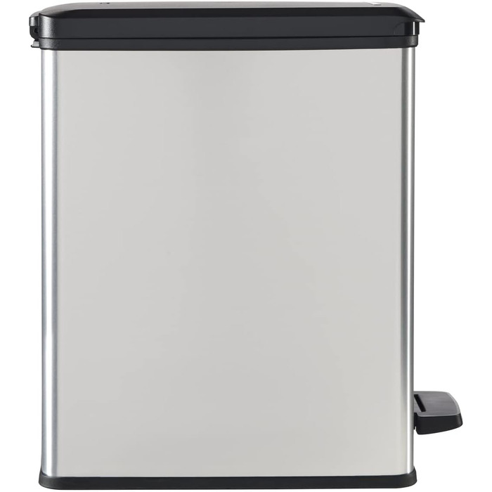 Сміттєвий кошик Curver Deco Slim 40 л, пластиковий, чорний/сріблястий металік, 39.3 x 25 x 60.7 см